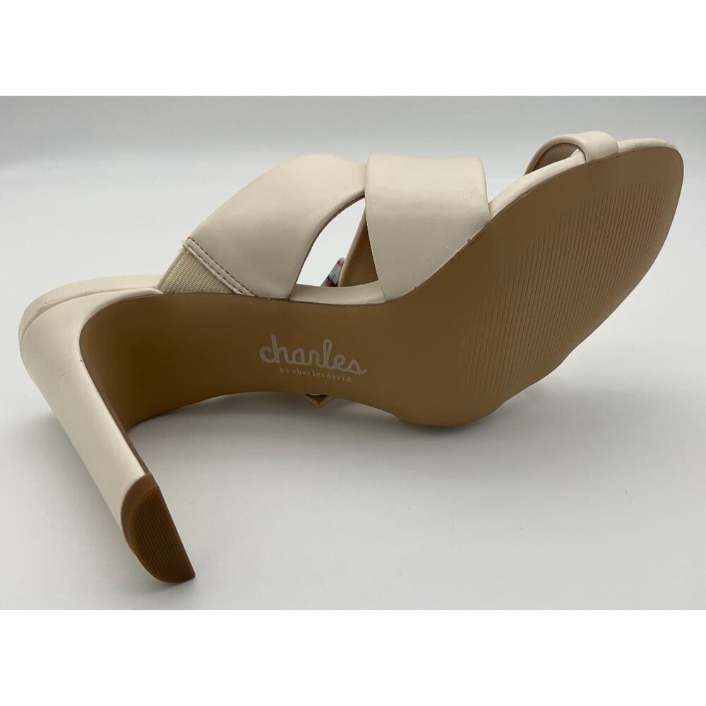 Charles David Gleam Slide Off White Heeled Sandal Colorful Buckle 9.5M NWT - Picture 8 of 11